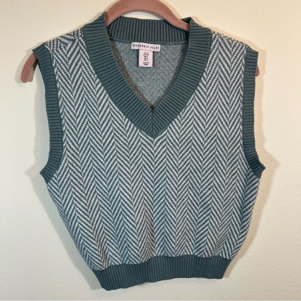 ✨ Sincerely Jules Women’s Gray Black Sweater Vest Small